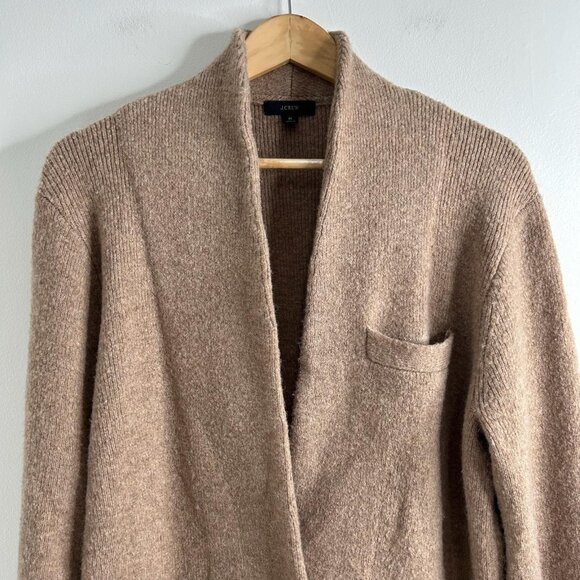J Crew Sweater Blazer M Brown Wool Blend Alpaca‎ Shawl Collar Cardigan - Picture 4 of 9